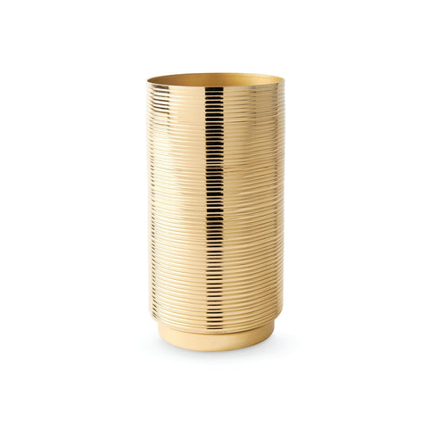 Decorating Essentials Modern Ribbed Brass Table Vase