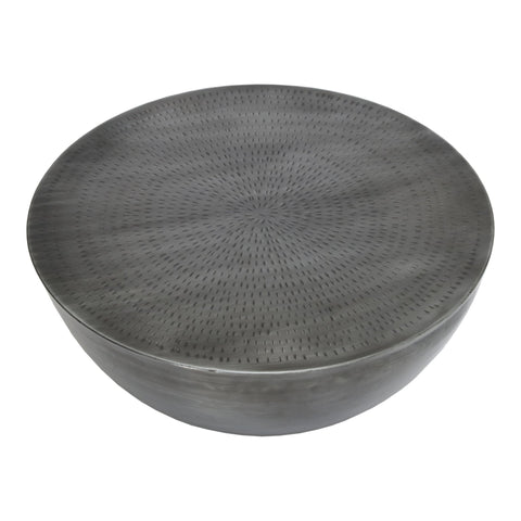 Conga Embossed Drum Coffee Table in Modern Round Design