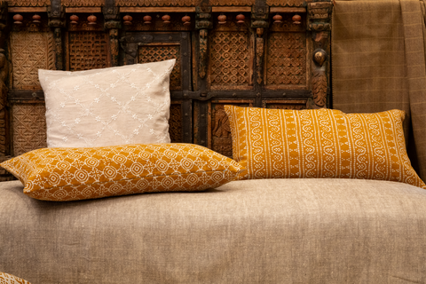 Powered by People Artful Traditionalist Bohemian Hand Stitched Linen Pillow Cover - 20 x 20