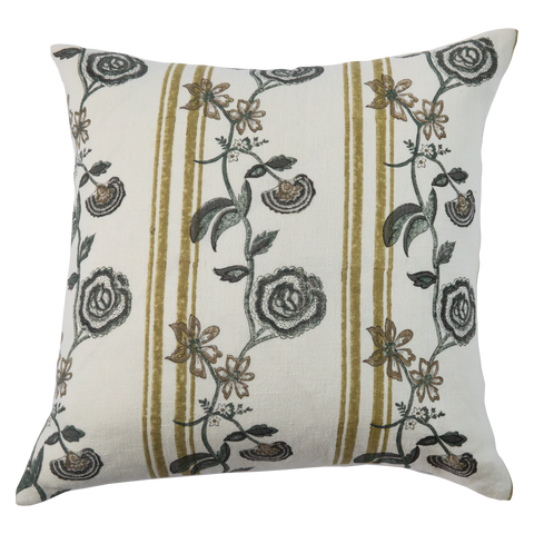 Filling Spaces Artful Traditionalist Hand Block Print Accent Throw Pillow - 22 x 22
