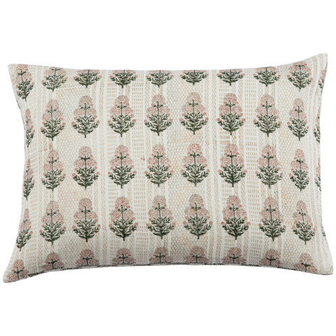 Filling Spaces Artful Traditionalist Bohemian Hand Block Print Lumbar Pillow - 18 x 18 - 20 x 20 - 22 x 22 - 24 x 24 - 26X 26 - 14 x 20 - 14 x 40 - 18 x 40 - 16 x 50
