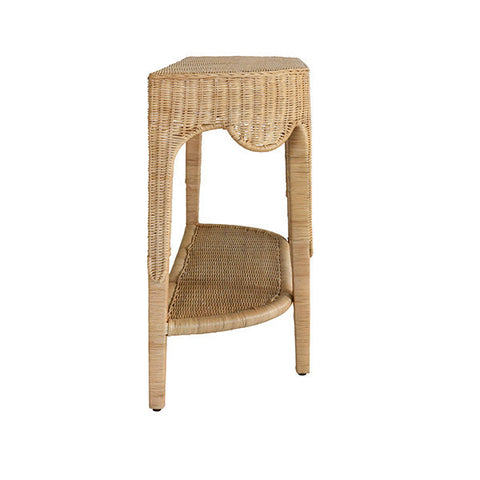 Worlds Away Bohemian Curved Rattan Console