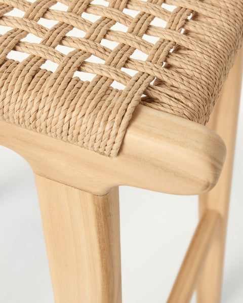 Timeless Minimalist Teak Scandinavian Hand Woven Counter Stool