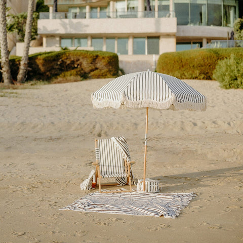 The Premium Beach Umbrella - Monaco Black Stripe