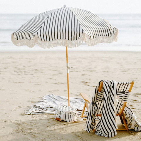 The Premium Beach Umbrella - Monaco Black Stripe