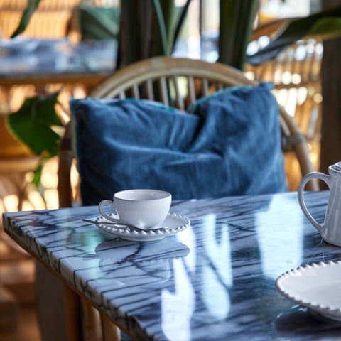 Costa Nova Artful Traditionalist Pearl Stoneware Cup & Saucer - Set of 4