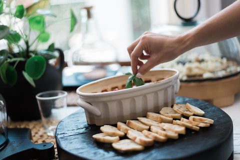 Handcrafted Oval Embossed Baker Dish with Handles