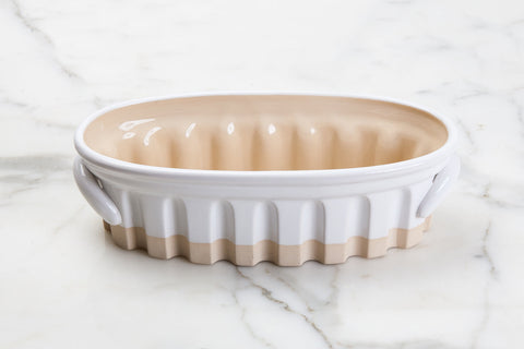 Handcrafted Oval Embossed Baker Dish with Handles