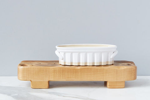 Handcrafted Oval Embossed Baker Dish with Handles