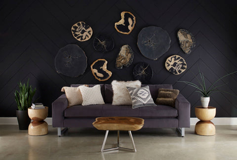 Organic Modern Handcrafted Circle Wall Tile for Living Room