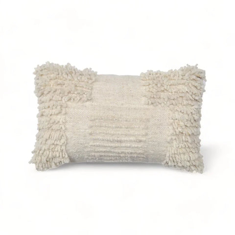 Powered by People Bohemian Hand Spun Wool Pillow Cover with Fringe - 12 x 20