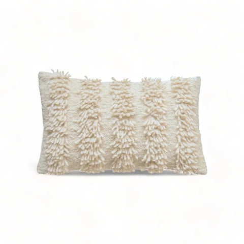 Powered by People Scandinavian Handwoven Wool Pillow Cover with Fringe - 12 x 20