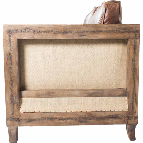 Darlington Rustic Leather Cabriole Sofa with Nailhead Trim
