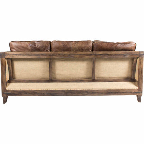 Darlington Rustic Leather Cabriole Sofa with Nailhead Trim