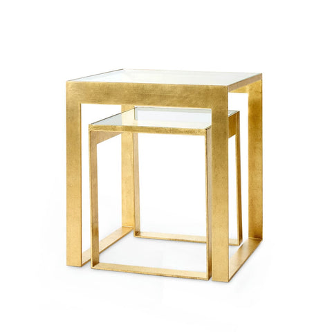 Villa & House Artful Traditionalist Plano Art Deco Gold Nesting Table Set - 20 W