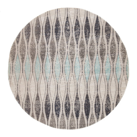 Contemporary Geometric Area Rug for High Traffic Spaces - Round