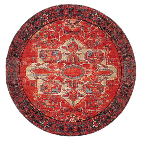 Artful Traditionalist Medallion Round Area Rug - 8' x 10'