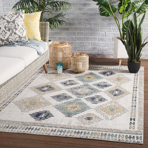 Bohemian Global Eclecticist Area Rug with Geometric Pattern - Rectangle