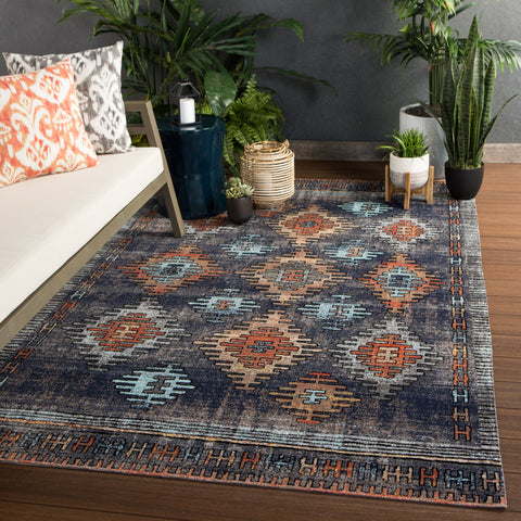 Bohemian Global Eclecticist Area Rug with Geometric Pattern - Rectangle