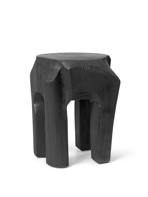 Nature-Driven Modernist Organic Carving Accent Stool