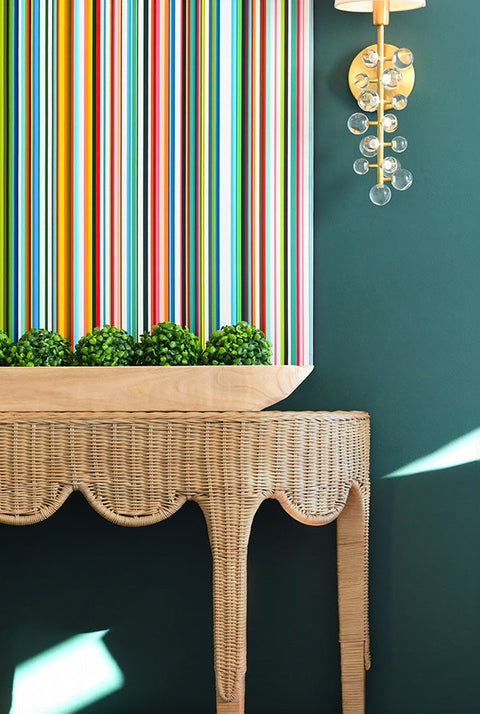 Worlds Away Bohemian Curved Rattan Console