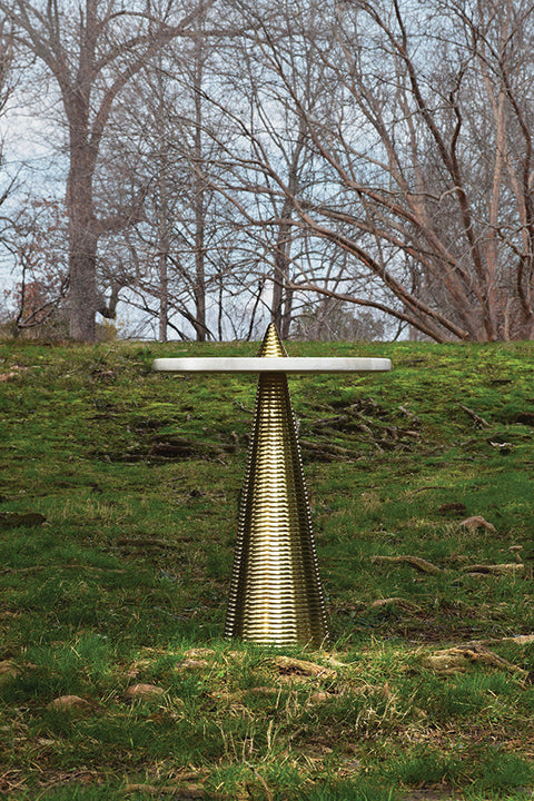 Worlds Away Space Saving Modern Drum Center Table