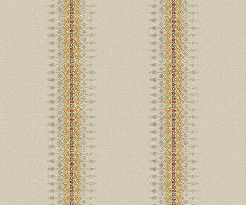 Geometric Linen Fabric with Cord Embroidery - 151cm