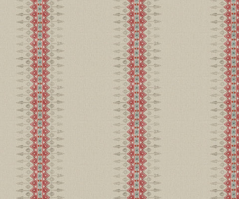 Geometric Linen Fabric with Cord Embroidery - 151cm