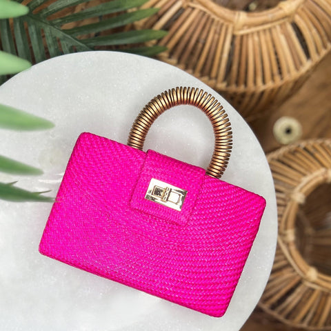 Beach Beaded Turn Lock Clutch