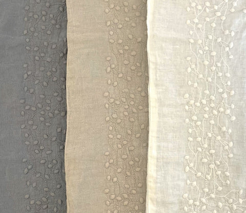 Modern Floral Embroidery Linen Duvet Cover