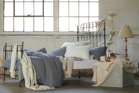 Modern Floral Embroidery Linen Duvet Cover