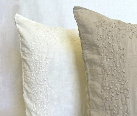 Modern Floral Embroidery Linen Duvet Cover