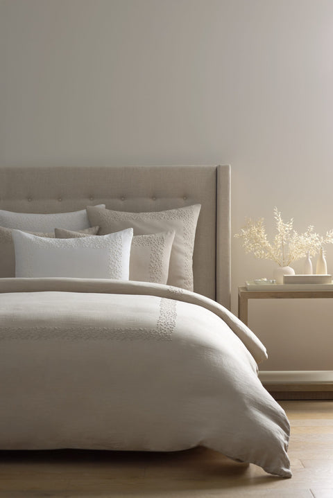 Modern Floral Embroidery Linen Duvet Cover