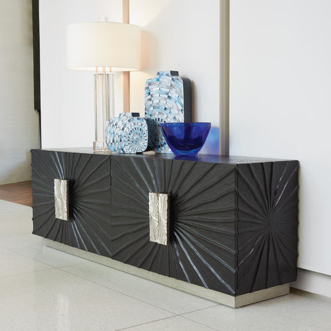 Contemporary Onyx and Wood Media Cabinet Media Storage