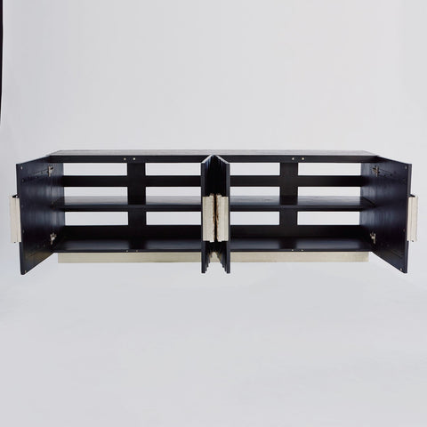 Contemporary Onyx and Wood Media Cabinet Media Storage