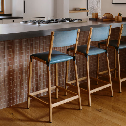 Bellota Timeless Minimalist Modern High Back Slat Counter Stool