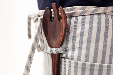 Bistro Solid Stripe Apron with Pockets and Utility Loop