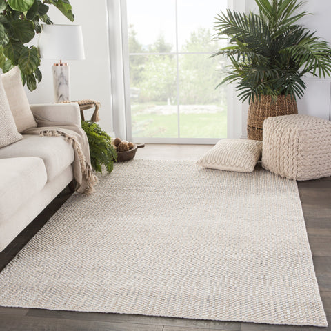 Minimalist Handmade Ivory Area Rug for High Traffic - Rectangle