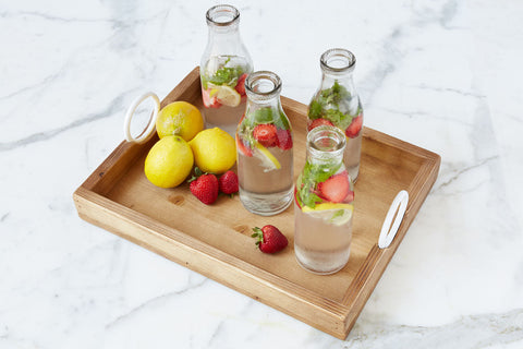 Modern Rustic Lipped Serving Tray with Natural Finish