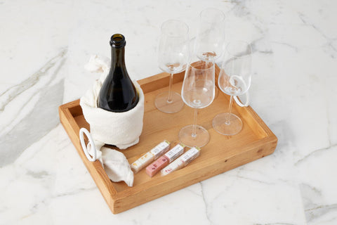 Modern Rustic Lipped Serving Tray with Natural Finish