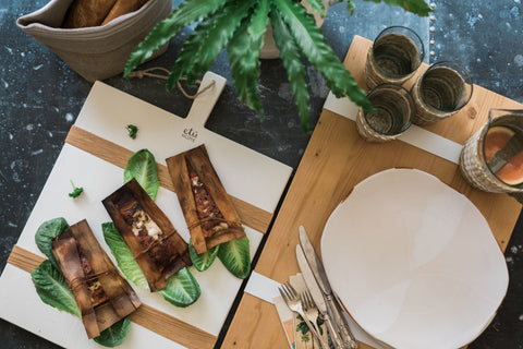 Modern Organic Two-tone Serving Board with Contrast Trim