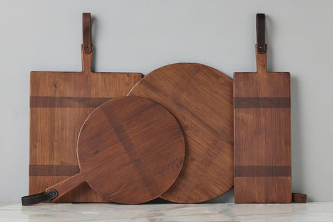 etúHOME Rustic Two-tone Leather Serving Board