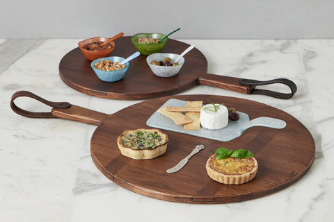etúHOME Rustic Two-tone Leather Serving Board
