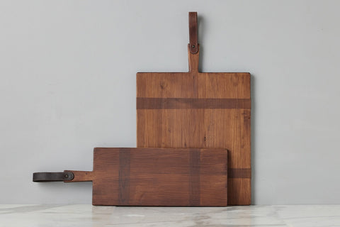 etúHOME Rustic Organic Abstract Leather Serving Board