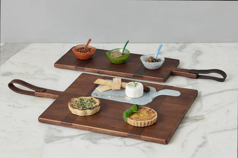 etúHOME Rustic Organic Abstract Leather Serving Board