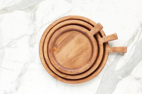 Contemporary Solid Wood Lipped Nesting Serving Tray