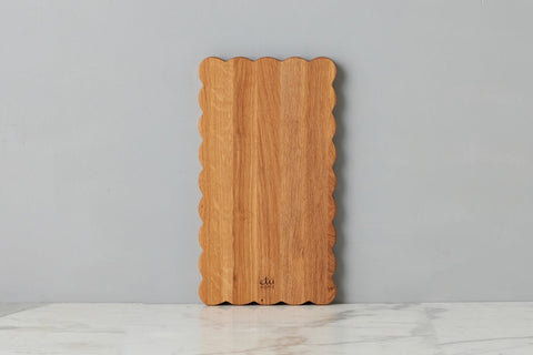 Modern Scalloped Natural Wood Serving Board