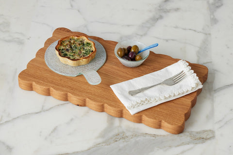 Modern Scalloped Natural Wood Serving Board