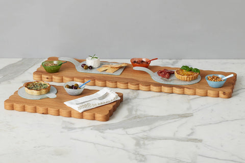 Modern Scalloped Natural Wood Serving Board