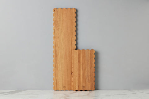 Modern Scalloped Natural Wood Serving Board